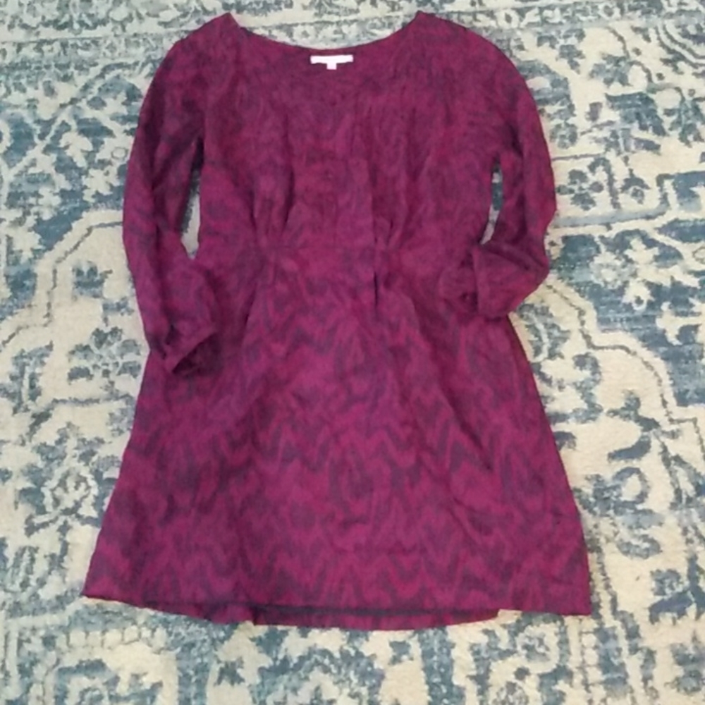 Eliot Madewell Purple print silk shirt dress 4